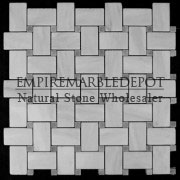 Bianco Carrara Marble Basketweave Mosaic Tile Bardiglio Gray Dots Honed