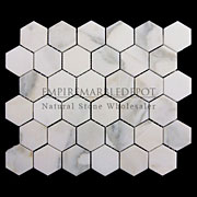 Calacatta Gold Italian Marble 2" Hexagon Mosaic Tile Honed