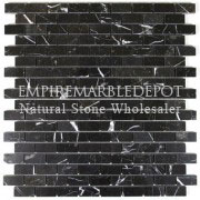 Nero Marquina Black Marble Mini Brick Mosaic Tile Polished