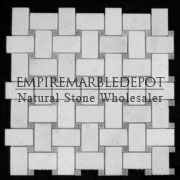 Statuary Crystal Marble Basketweave Mosaic Tile Bardiglio Gray Dots Honed