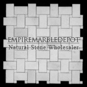 Statuary Crystal Marble Basketweave Mosaic Tile with Statuario Dots Polished