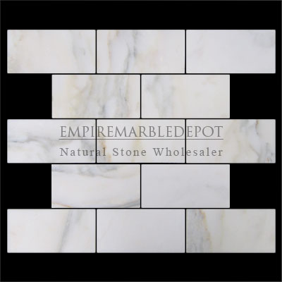 Calacatta Gold Italian Marble 3x6 Mosaic Honed