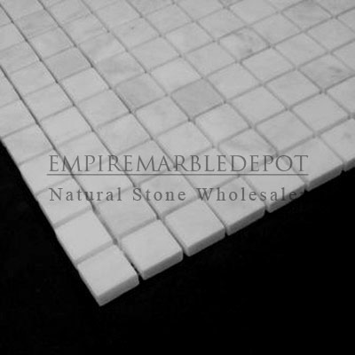 Carrara Marble Italian White Bianco Carrera 1x1 Mosaic Honed