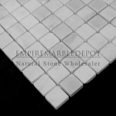 Carrara Marble Italian White Bianco Carrera 1x1 Mosaic Tumbled