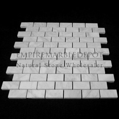 Carrara Marble Italian White Bianco Carrera 1x2 Mosaic Honed