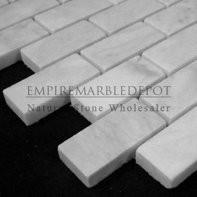 Carrara Marble Italian White Bianco Carrera 1x2 Mosaic Polished