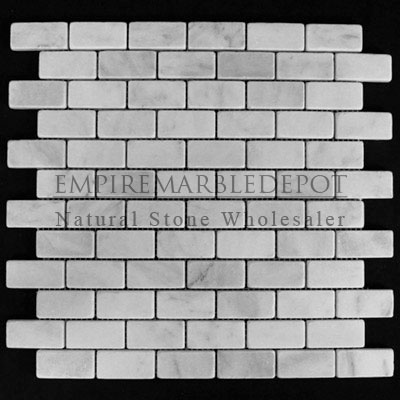 Carrara Marble Italian White Bianco Carrera 1x2 Mosaic Tumbled