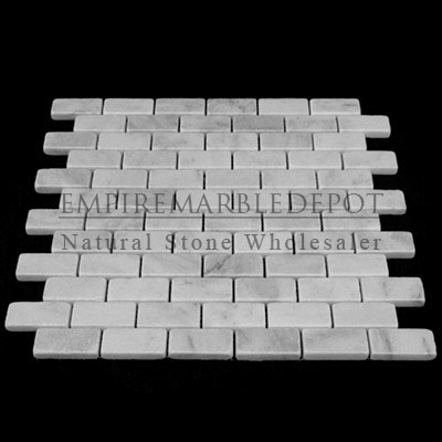 Carrara Marble Italian White Bianco Carrera 1x2 Mosaic Tumbled