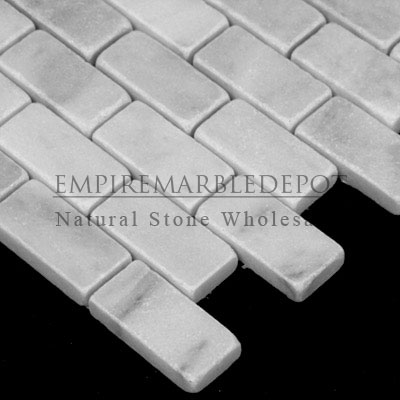Carrara Marble Italian White Bianco Carrera 1x2 Mosaic Tumbled
