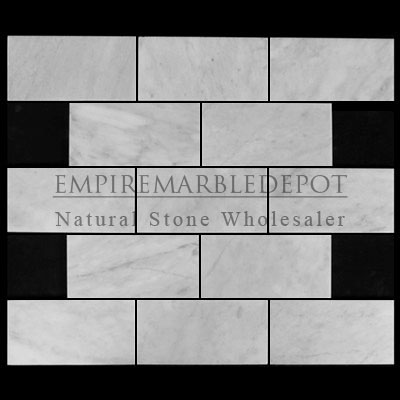 Carrara Marble Italian White Bianco Carrera 3x6 Marble Subway Tile Polished