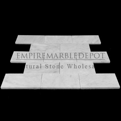 Carrara Marble Italian White Bianco Carrera 3x6 Marble Subway Tile Polished