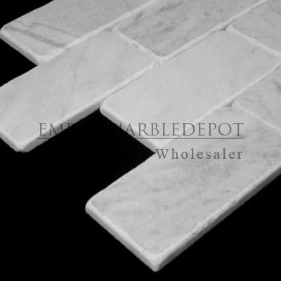 Carrara Marble Italian White Bianco Carrera 3x6 Marble Subway Tile Tumbled