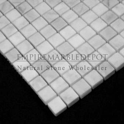 Carrara Marble Italian White Bianco Carrera 5/8x5/8 Mosaic Tile Honed