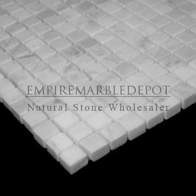 Carrara Marble Italian White Bianco Carrera 5/8x5/8 Mosaic Tile Polished