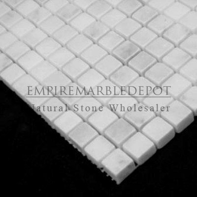 Carrara Marble Italian White Bianco Carrera 5/8x5/8 Mosaic Tile Tumbled