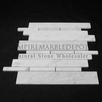 Carrara Marble Italian White Bianco Carrera Herringbone Mosaic Tile Honed