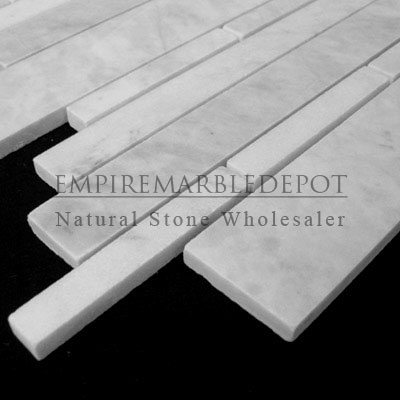 Carrara Marble Italian White Bianco Carrera Herringbone Mosaic Tile Polished