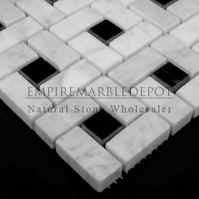 Carrara Marble Italian White Bianco Carrera Herringbone Mosaic Tile Polished