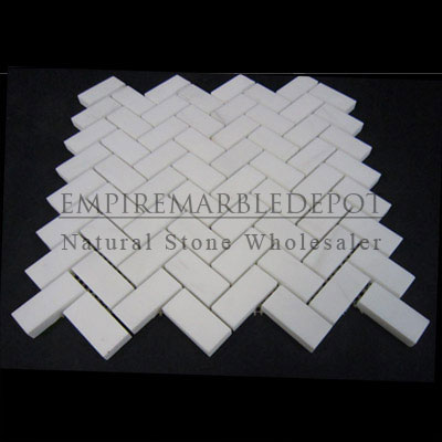 Bianco Dolomiti Marble Italian White Dolomite Herringbone Mosaic Tile Polished