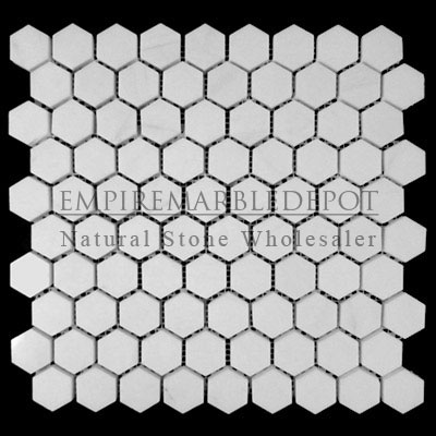 Bianco Dolomiti Marble Italian White Dolomite 1 inch Hexagon Mosaic Polished