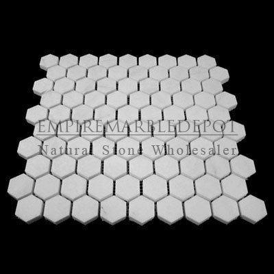 Bianco Dolomiti Marble Italian White Dolomite 1 inch Hexagon Mosaic Polished