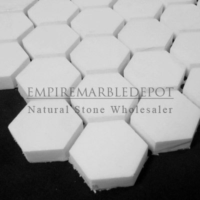 Bianco Dolomiti Marble Italian White Dolomite 1 inch Hexagon Mosaic Polished