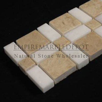 Crema Marfil Marble Herringbone Mosaic Tile Polished