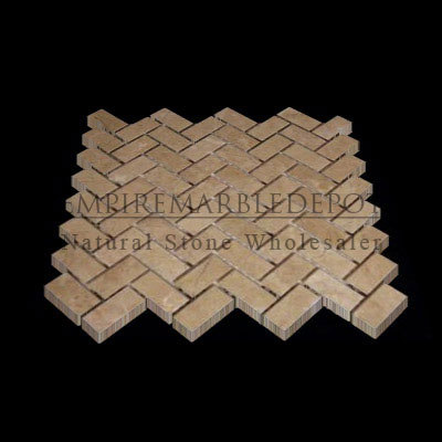 Crema Marfil Marble Herringbone Mosaic Tile Polished