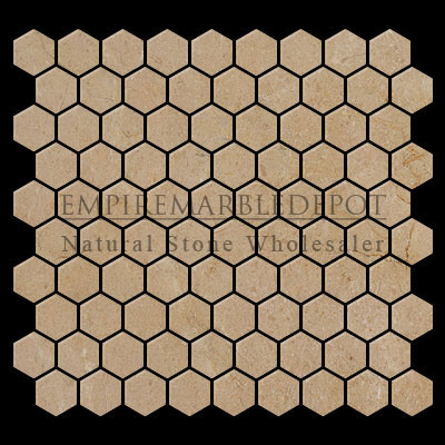 Crema Marfil Marble 1 inch Hexagon Mosaic Polished