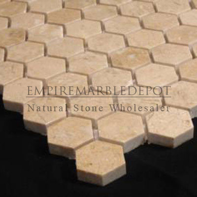 Crema Marfil Marble 1 inch Hexagon Mosaic Polished