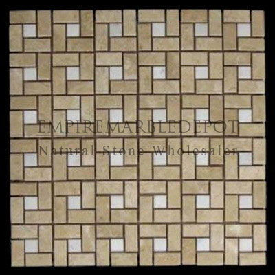 Crema Marfil Marble Herringbone Mosaic Tile Polished
