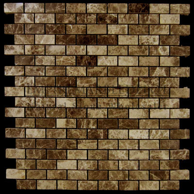Dark Emperador Marble Herringbone Mosaic Tile Polished
