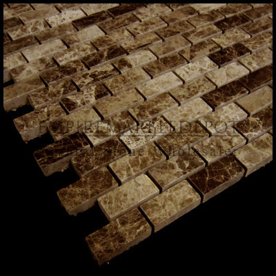 Dark Emperador Marble Herringbone Mosaic Tile Polished