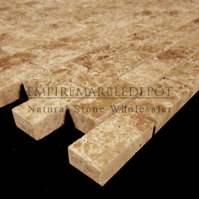 Light Emperador Marble Herringbone Mosaic Tile Polished