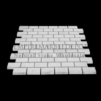 Statuary Crystal Marble Italian White Statuario 1x2 Mosaic Polished