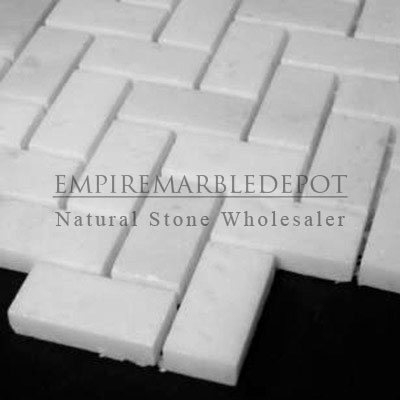 Statuary Crystal Marble Italian White Statuario Herringbone Mosaic Tile Polished