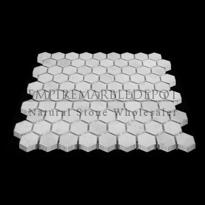 Statuary Crystal Marble Italian White Statuario 1 inch Hexagon Mosaic Polished