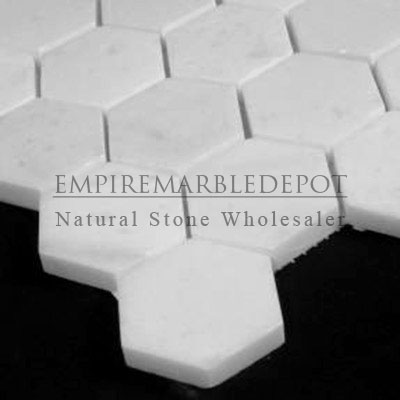 Statuary Crystal Marble Italian White Statuario 1 inch Hexagon Mosaic Polished