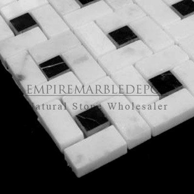 Statuary Crystal Marble Italian White Statuario Herringbone Mosaic Tile Polished